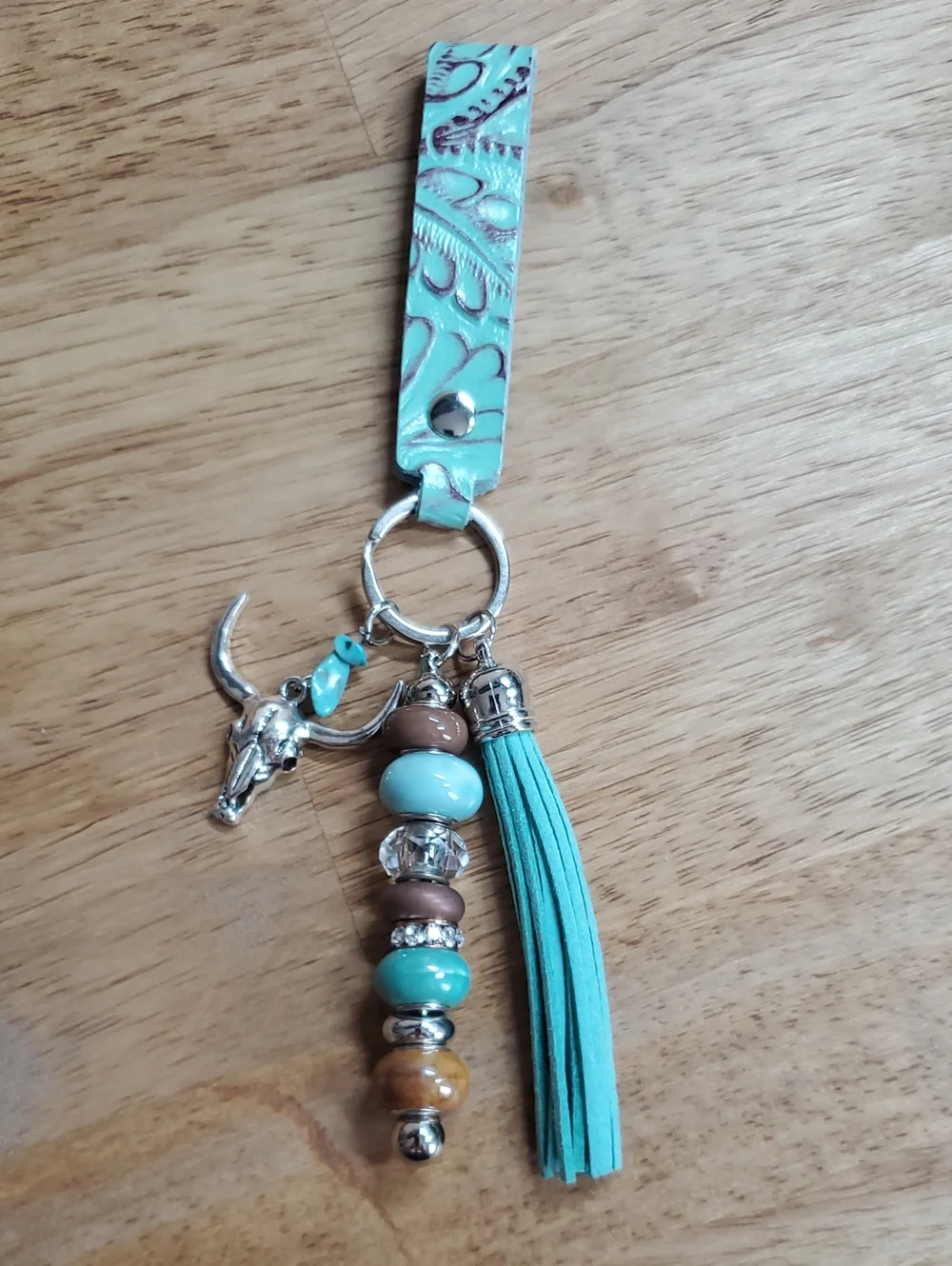 Green Tassel Beaded Keychain